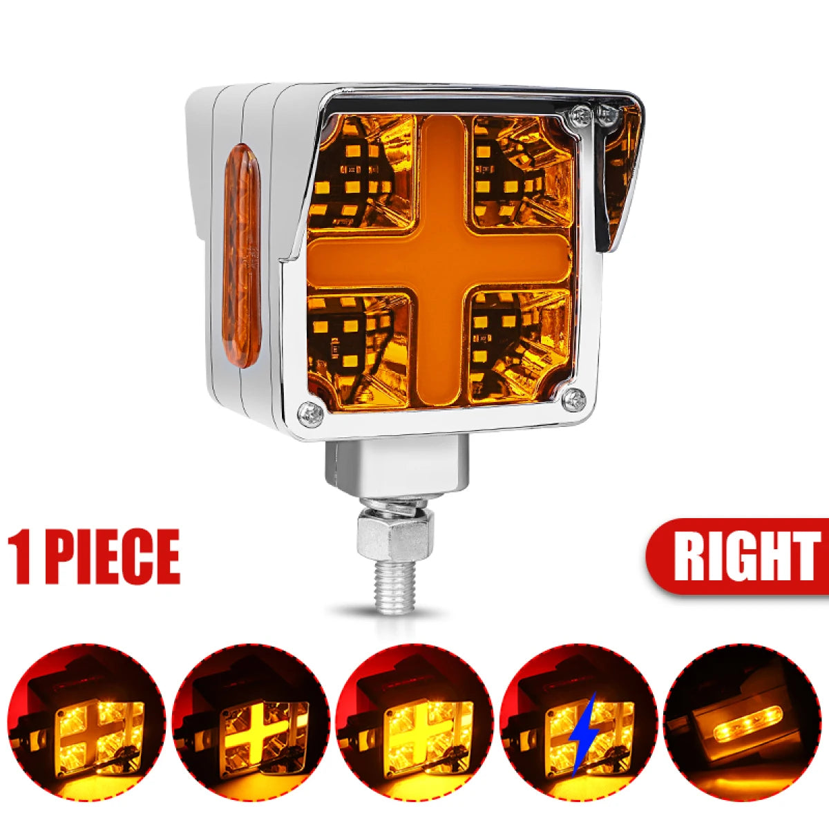 3 inch Red Amber Dual Face LED Pedestal Fender Side Marker Lamp Tail Stop Turn Signal For Peterbilt Kenworth Freightliner 12-24V
