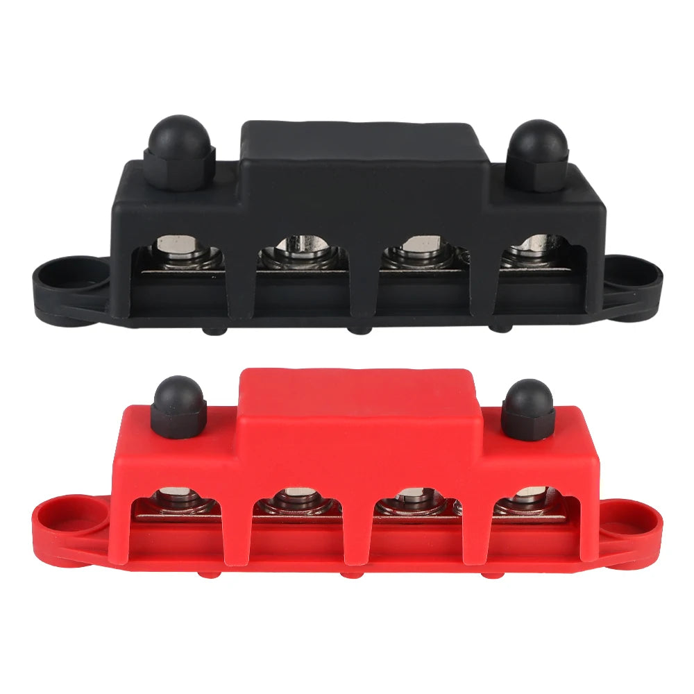 Bus Bar For Boat Truck RV Caravan Car Power Distribution Block 48V 250A DC M8 M10 Stud Electro Junction 5/16" 3/8" Studs 4 Ways
