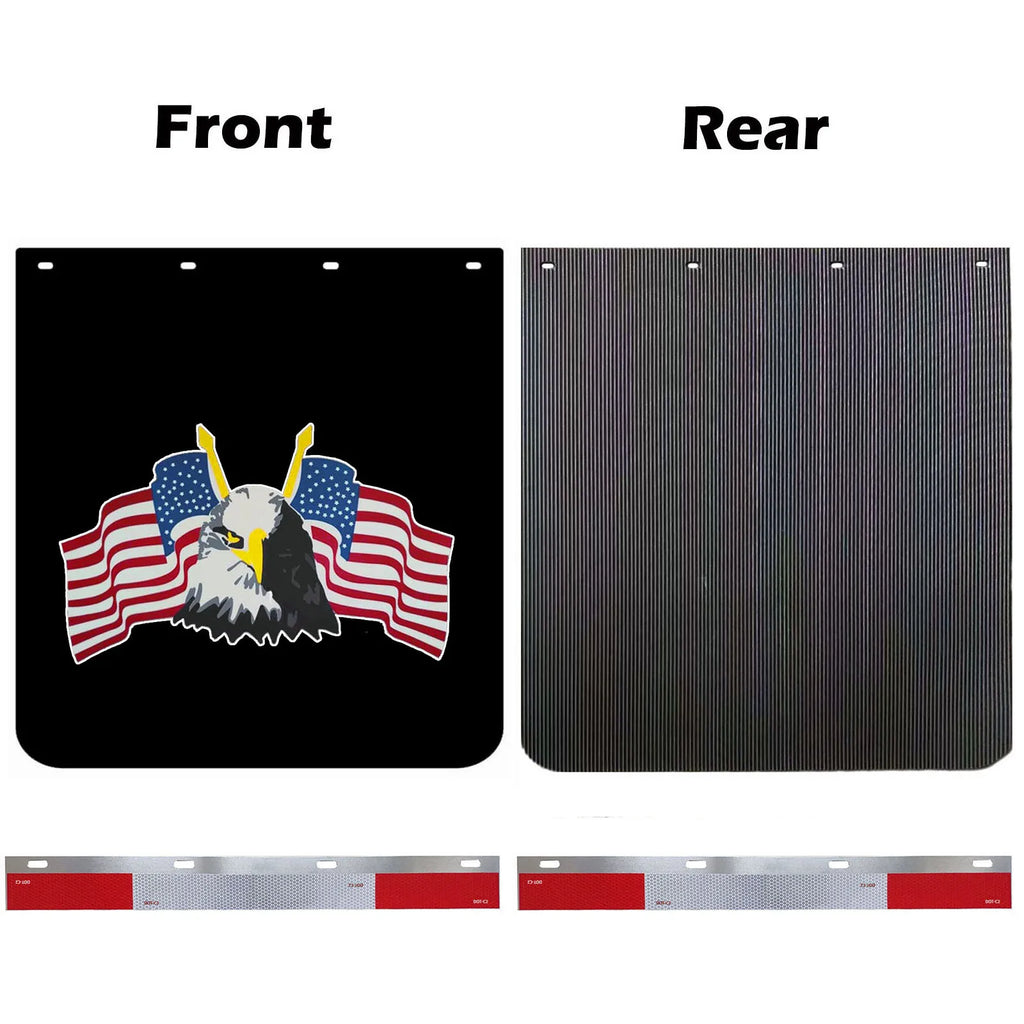24"x3"Reflector Strips and 24"X24"Heavy-Duty Trucks Mud Flaps  for Trailers Semi Trucks Black 2sets