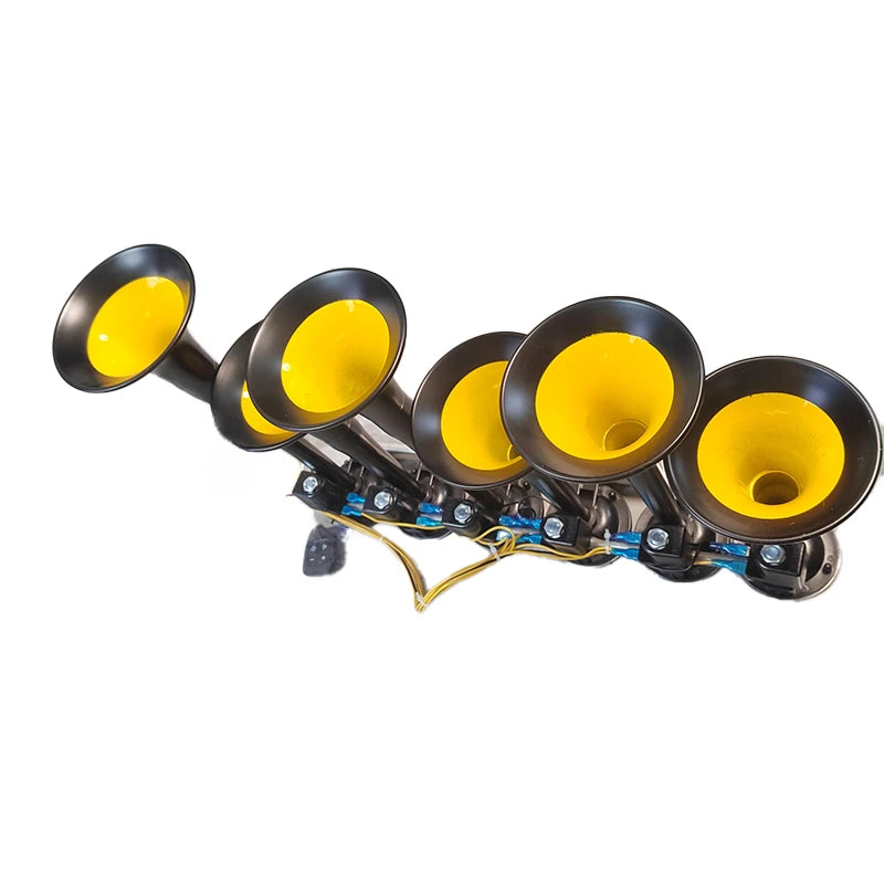 125DB LED 12/24V 36-tone 6-Tube Modification Truck Train Trailer Loud Electric Horn Solenoid Valve Loud Speaker Siren Air Horn