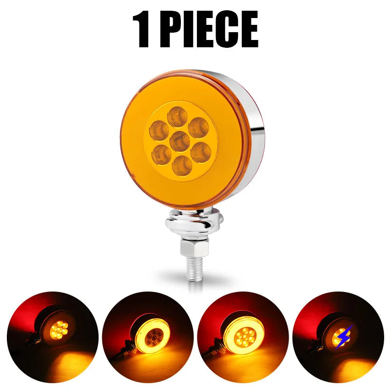 3 inch Truck Double Face LED Pedestal Fender Side Marker Light Flashing Strobe Lamp For Kenworth Peterbilt Freightliner 12V 24V