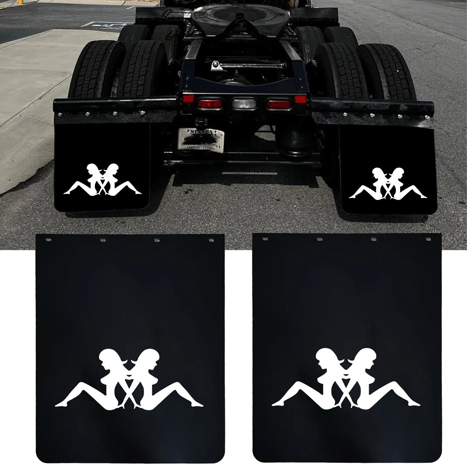 24"x30" Mud Flaps for Semi Truck Tractor Trailer 1/5''Thick Polymer Heavy Duty Anti-Splash Semi Trucks Mud Flaps Mudguards 2PCS