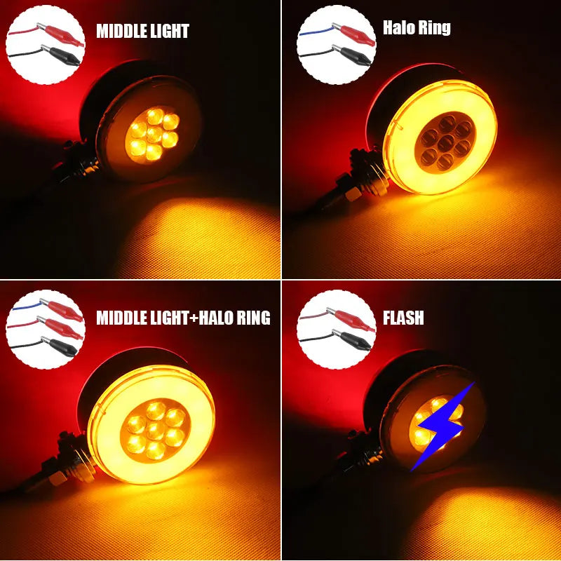 3 inch Truck Double Face LED Pedestal Fender Side Marker Light Flashing Strobe Lamp For Kenworth Peterbilt Freightliner 12V 24V