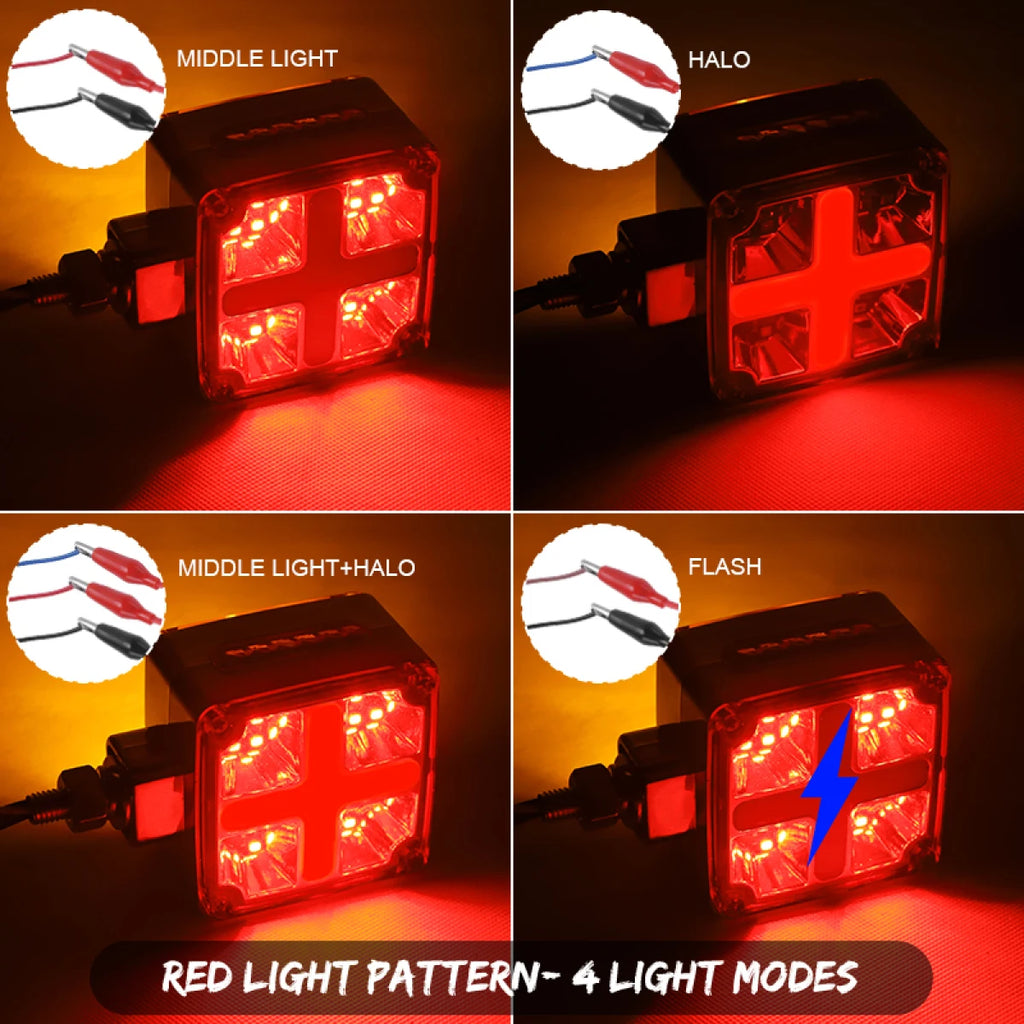3 inch Red Amber Dual Face LED Pedestal Fender Side Marker Lamp Tail Stop Turn Signal For Peterbilt Kenworth Freightliner 12-24V