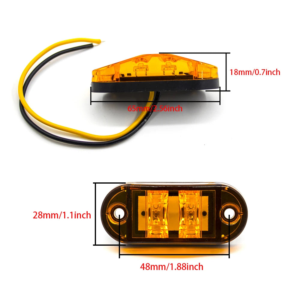 6x/8x/10x 12V 24V LED Side Marker Lights Warning Light Auto Car External Lights Trailer Truck Yellow White Red Clearance Lights