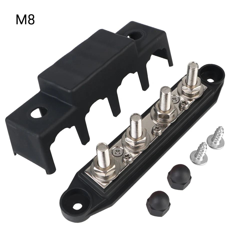 Bus Bar For Boat Truck RV Caravan Car Power Distribution Block 48V 250A DC M8 M10 Stud Electro Junction 5/16" 3/8" Studs 4 Ways