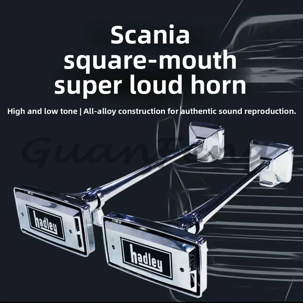 Suitable for Scania square air horn 12V24V truck semi-trailer super loud whistle air horn with horn cover