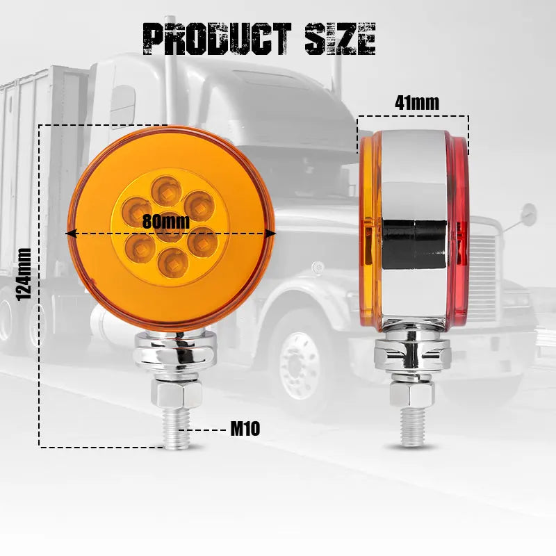 3 inch Truck Double Face LED Pedestal Fender Side Marker Light Flashing Strobe Lamp For Kenworth Peterbilt Freightliner 12V 24V
