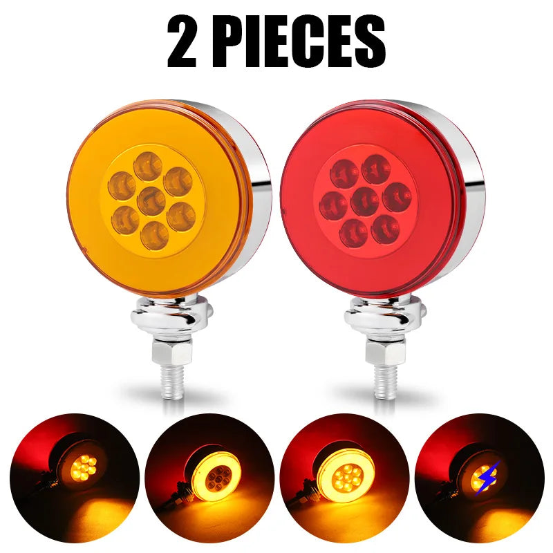 3 inch Truck Double Face LED Pedestal Fender Side Marker Light Flashing Strobe Lamp For Kenworth Peterbilt Freightliner 12V 24V
