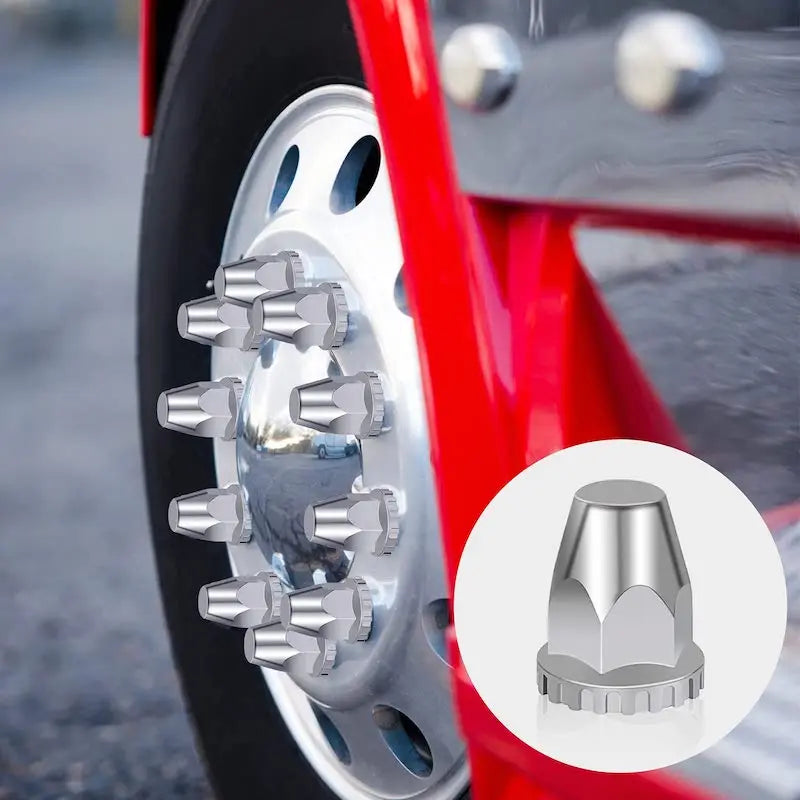 20PCS 33mm ABS Chrome Plastic Thread-on Spiked Lug Nut Covers Bullet Flanged for Semi Trucks Fit Hub Piloted Wheels Trailers Bus