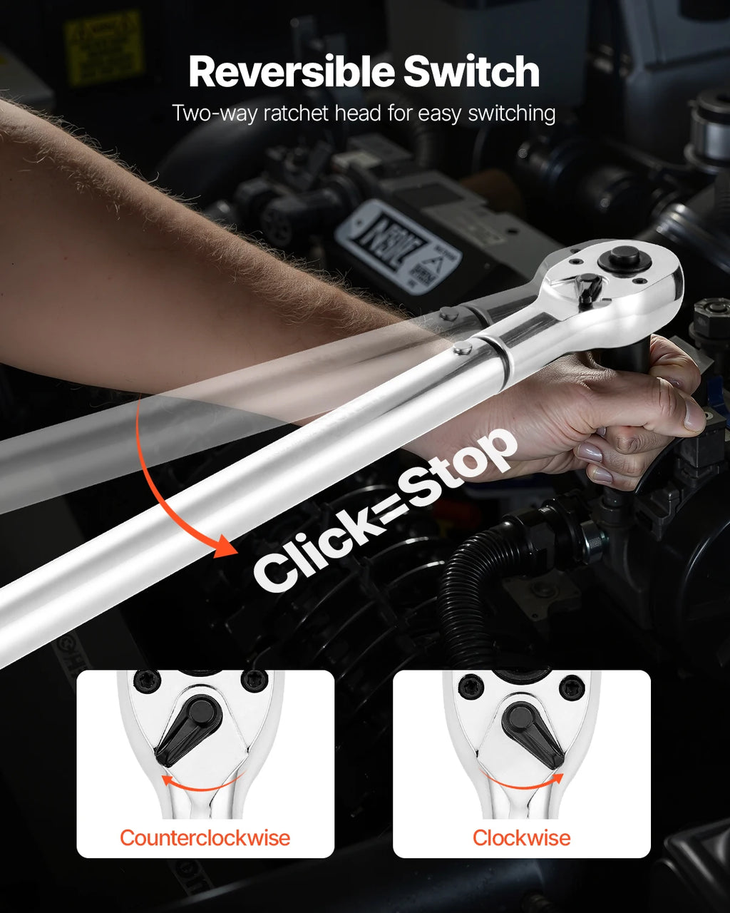 SucceBuy Click Torque Wrench 3/4 Inch Drive 100-600 lbf-ft Dual-direction Torque Wrench Set Alloy Steel for Automobile Repair