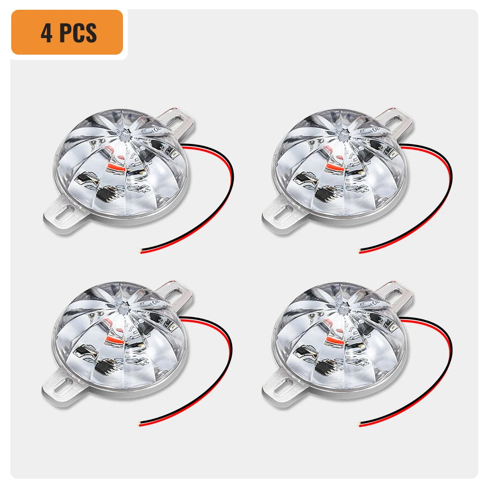LED Lens Watermelon Lights - Durable Stainless Steel Bezel Turn Signal Markers for Kenworth, for Peterbilt for Trucks