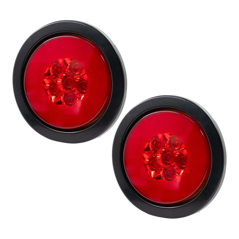 2PCS 12V 24V Round Rear Tail Lights Turn Signal Brake Stop Reverse Lamp for Car Truck Trailer Lorry 16 LED Red Yellow White Lamp